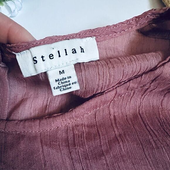 Stellah dusty pink/rose layered semi-sheer exaggerated ruffle bell sleeve blouse - Picture 8 of 12